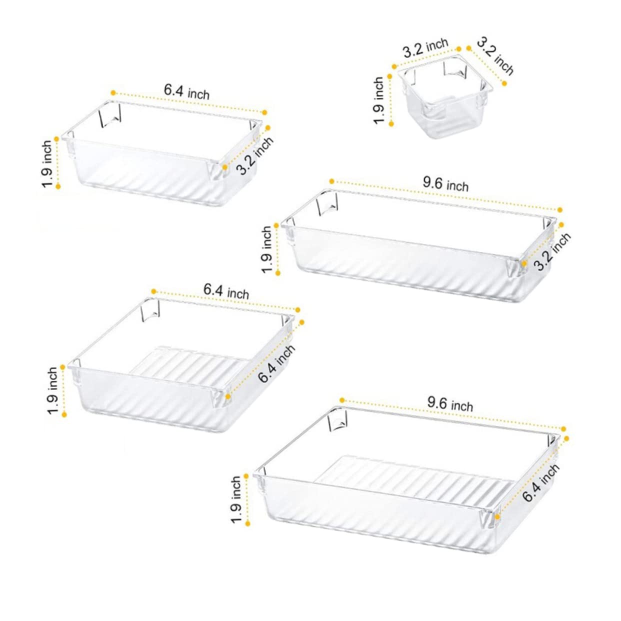Gadpiparty Organisateur de Tiroir Ensemble de Rangement Multi-usage Antichute en Plastique Transparent Design Simple pour Bureau et Salle de Bain Maison