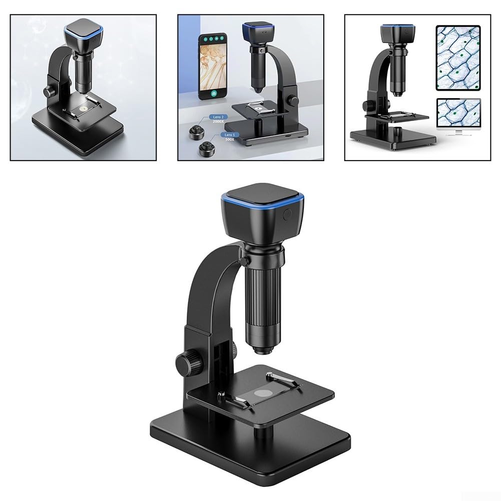 Wireless HD Digitalmikroskop 2000X Vergrößerung Dual Lens USB für industrielle Inspektion und Hautanalyse Schwarz Design