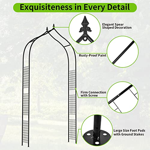 Yaheeda Garden Arches Arbors,Metal Durable Iron Trellis, with Curved Top for Various Climbing Plants Vines Bridal Party Wedding Arches Decoration Pergola Arbor Outdoor - Thumbnail 4