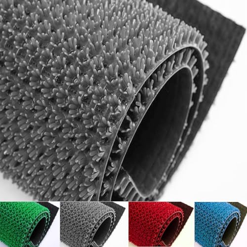 Image of YALISH Polyvinyl PVC Spike Entrance Door Mats for Home, Offices, Hotel Rooms Artificial Grass Turf Mat, Multiple, Textured Surface, Indoor Outdoor Use (Grey - 2 X 1.5 FT / 60 X 45 CM)