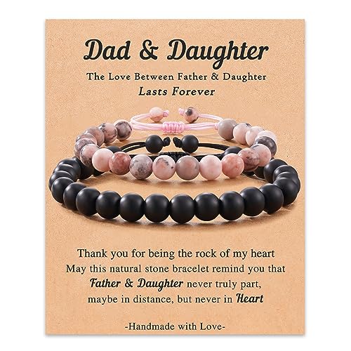 FYUKISS Father Daughter Matching Bracelet Natural Stone Jewelry Gifts Ideas for Fathers Day Birthday