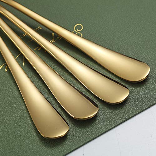 Gold Serving Spoons 4 Pieces, Kyraton Titanium Plating Serving Spoon, Include 2 Serving Spoon And 2 Slotted Spoons, Stainless Steel Serving Utensils, Serving Set Packing Of 4 #TOP6