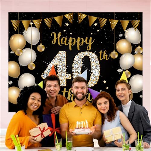 Image of 40th Birthday Backdrop 5x4 Ft | Backdrops for Decoration | Birthday Decoration Backdrop | Banner for Kids Theme Party