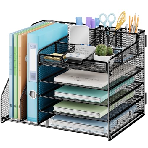 Lavatino Desk Organizer, 5-Tier Metal Mesh Paper Letter Tray with