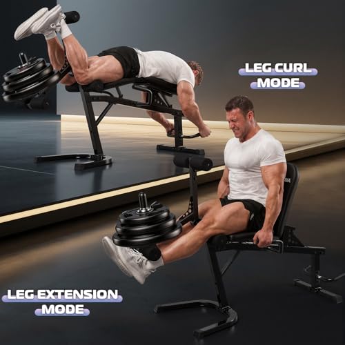 Image of ANCHEER Leg Extension and Curl Machine, 880LBS Seated Leg Extension and Lying Leg Curl Machine, Adjustable Lower Body Workout Equipment for Home Gym Compatible with 1'' and 2'' Weight Plates