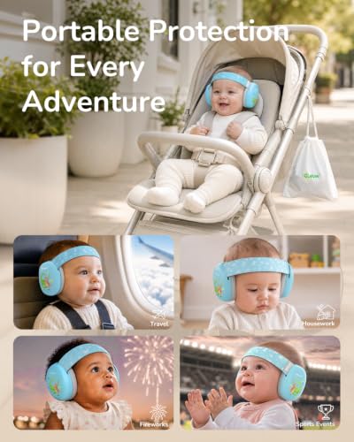 Image of iClever Baby Headphones for Noise Protection for 3-36 Months, NRR 18dB | 15 Adjustable Anti-Slip Headband, Washable, Baby Ear Muffs Noise Protection for Fireworks /Airplane /Sport Event, Focus EM03