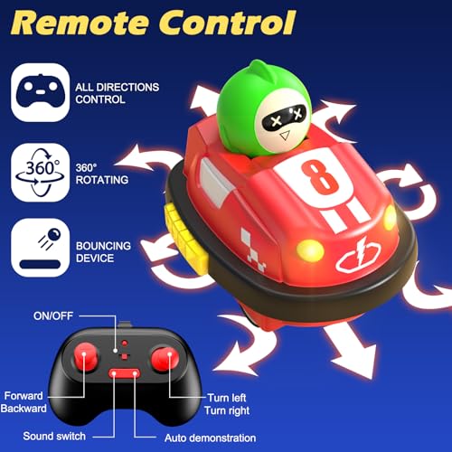 Remote Control Bumper Cars for Kids, RC Ejecting Bumper Car Toys with Light & Music, Mini RC Racer Game Set of 2, Toddler Toy Vehicles, Birthday Gifts for Boys Girls Age 3 4 5 6 7 8 Years Old - Image 4