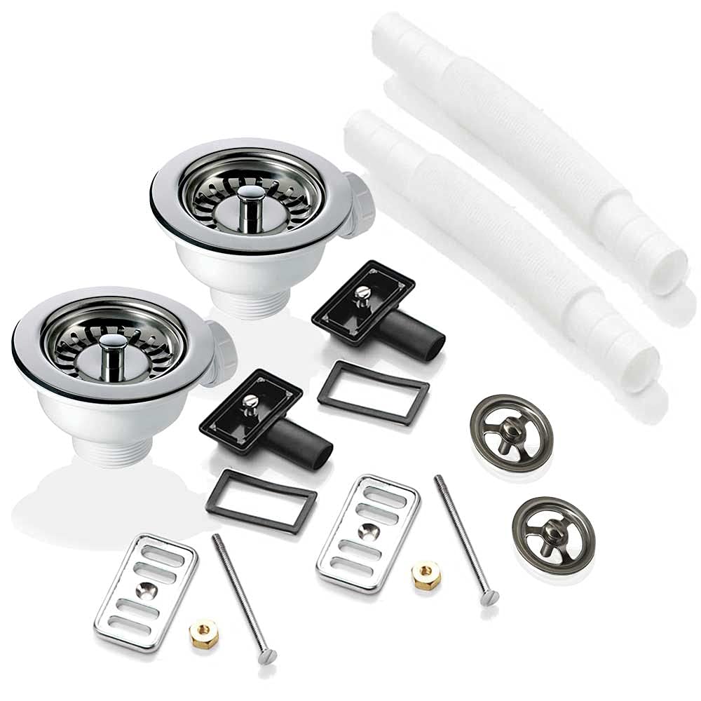 Astini Chrome 2X 90Mm Waste, 2X Overflow For Rak, Rangemaster Ceramic Sink
