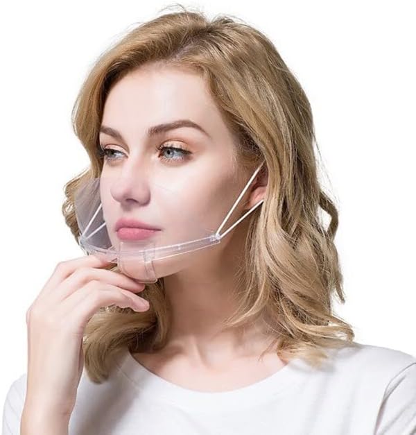 1 Box (10 Pieces) Face Shield Completely Transparent Spit Guard Mouth Shield Anti-Fog Reusable Face Covering Mask great for Events, Restaurants, Nail Salons, Food, Chef, Dentist, Spa and More