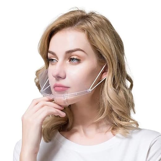 1 Box (10 Pieces) Face Shield Completely Transparent Spit Guard Mouth Shield Anti-Fog Reusable Face Covering Mask great for Events, Restaurants, Nail Salons, Food, Chef, Dentist, Spa and More