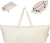 sportsnew Yoga Bag Large with Shoes Compartment and Wet Pocket, Tote Gym Bag for Women Men, Pilates Mat Carrier with Adjustable Strap, Beige
