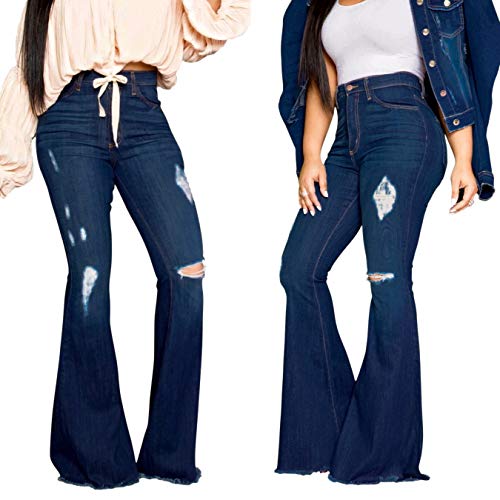 Calça jeans feminina skinny com cintura alta elástica e boca de sino da LightlyKiss para meninas peq