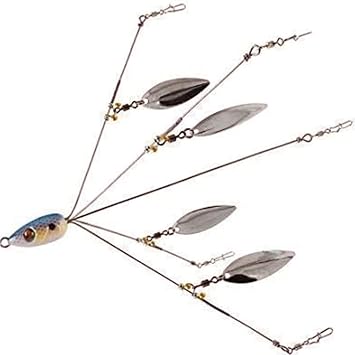 طُعم صيد الأسماك Bass Umbrella Rig Bait 5 Arms Alabama Rig Baits حامل ثلاثي القوائم اصطناعي خفيف الوزن للغاية للأسماك 4 أوراق الصفصاف في المياه العذبة أو المياه المالحة.