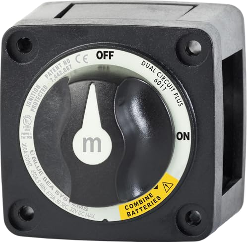Image of Blue Sea Systems Mini Dual Circuit Plus Battery Switch, Black, 6011200 m‑Series