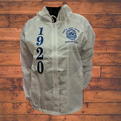 Buffalo Dallas Zeta Phi/Φ Beta Hooded Windbreaker Line Jacket [White] - ID#33303-170-8-0-02