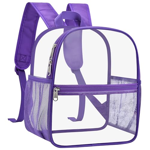 Image of Oraben Clear Backpack for Stadium Events Stadium Backpack 12x6x12 Clear Bag | 0.4mm Thick PVC, Durable Material,2 Side Pockets,Great for Park, Festivals, Sporting Events and Daily Use