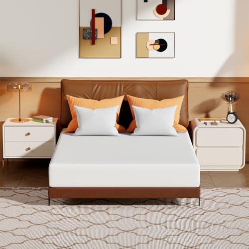 Image of FDW 10 Inch Queen Mattress, Medium Firm Base Foam, Breathable & Comfortable with Removable Washable Zipper Cover, Bed in a Box, CertiPUR-US Certified, White