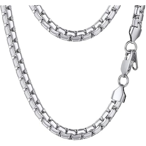 PROSTEEL Stylish Stainless Steel Flat Link Chain Necklace for Men, 2mm/4mm/6mm/8mm. Silver/18K Gold/Black, Hypoallergenic Jewelry, 14