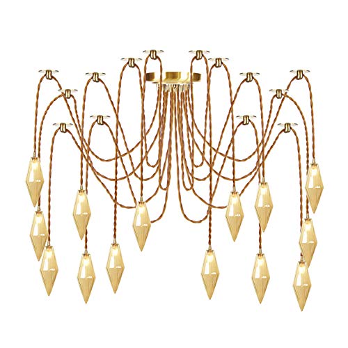 Lampes suspendues avec abat-jour en verre et lustre moderne 14 feux