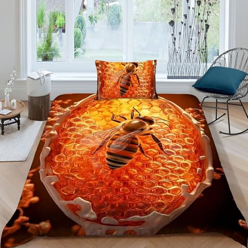 Housse de couette single 135x200cm abeille imprimé 3D haute définition