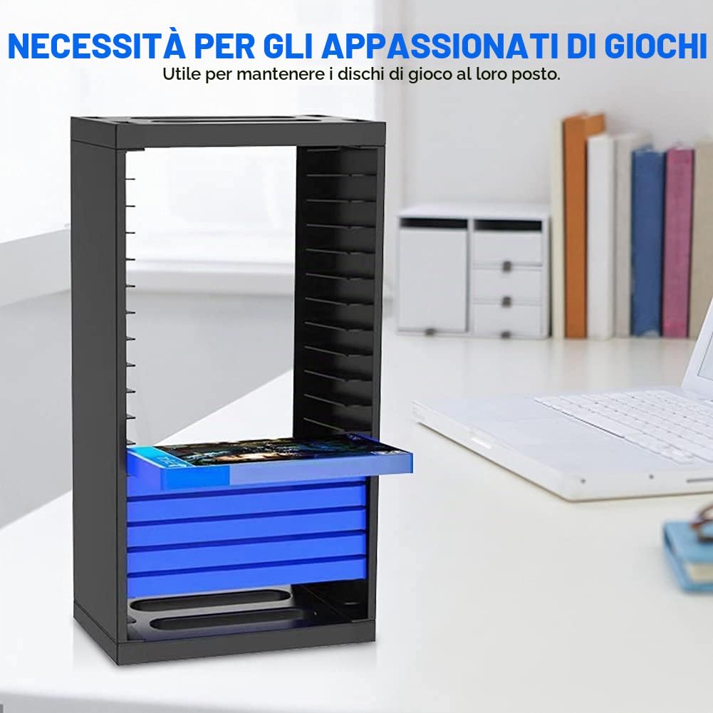 Torre di Stoccaggio per Dischi di Gioco, 19221 Scaffale per CD Scaffale per CD Scaffale a Doppio Strato Organizzatore di Supporto Supporto per Disco di Gioco Universale