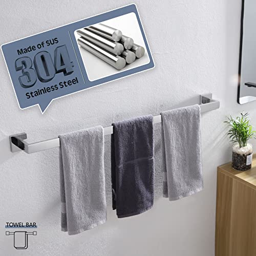 Image of KOKOSIRI 32-Inch Single Towel Bar, Bathroom Kitchen Towel Holder, Wall Mounted SUS304 Stainless Steel Towel Rack, Polished Chrome, B4003CH-L32