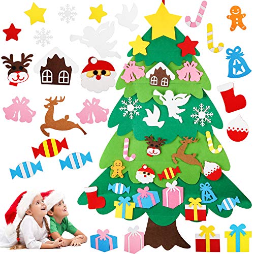 LOVEXIU áRbol De Navidad De Fieltro para NiñOs, Juego De áRbol De Navidad De Bricolaje, DecoracióN NavideñA Colgante para Ventana Y Puerta, Regalo De CumpleañOs Y AñO Nuevo para NiñOs Cover