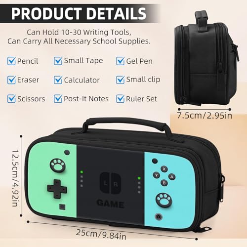 Image of TILYTADLY Large Pencil Case for Boys - Gamer Boys Pencil Pouch With Handle - Big Capacity Pen Box Pen Bag With Zipper Compartments, School Supplies Stationary Organizer for Kids Teens Adults