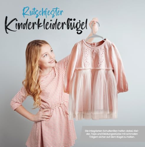 Utopia Home 40er Pack Kinderkleiderbügel 29.2 cm, Kunststoff, Grau – Ansicht 8