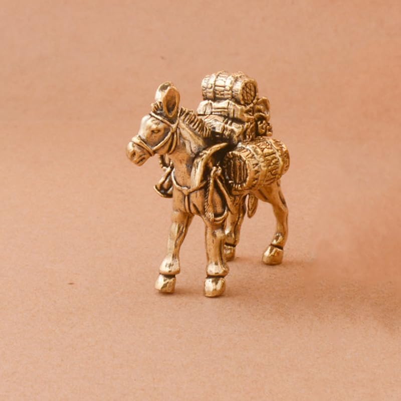 Acxico 2PC Vintage Brass Donkey Figurine, Anime-Inspired Detailed Craftsmanship Decor for Bedroom Kitchen Living Room, Versatile Traditional Decor image 3