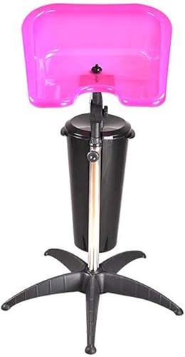 Lavabo de salón para champú con drenaje y cubo de agua, soporte portátil de tubo de acero inoxidable de altura ajustable, barberías, champú ABS