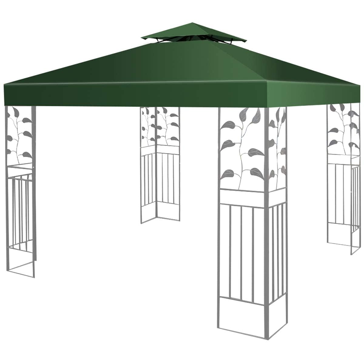 GYMAX Gazebo da Esterno Impermeabile Tendone da Giardino per Campeggio, Copertura a Doppio Strato 300x300cm (Verde)