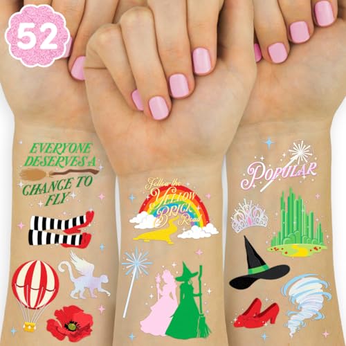 xo, Fetti Witch Temporary Tattoos - 52 iridescent Foil Pcs | Birthday Witch Accessory, Kids Wizard Party Favor, Cute Musical DIY Activity