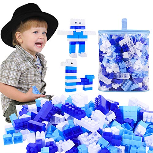 AlexBasic 400PCS Building Blocks for Toddlers Preschool Educational Toy Building Bricks(Ice Blue)