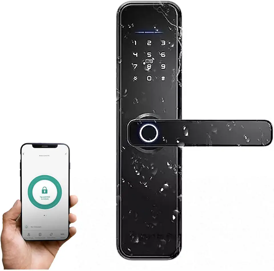 Fechadura Digital Biométrica Wifi Tuya Prova D'agua Airbnb Preto