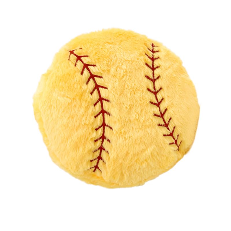 XIAOHONG Baseball Pillow - Fluffy Plush Throw Pillow, Soft Stuffed Toy, Durable Round Shaped Sport Toy Gift for Kids Room Decor (Yellow)