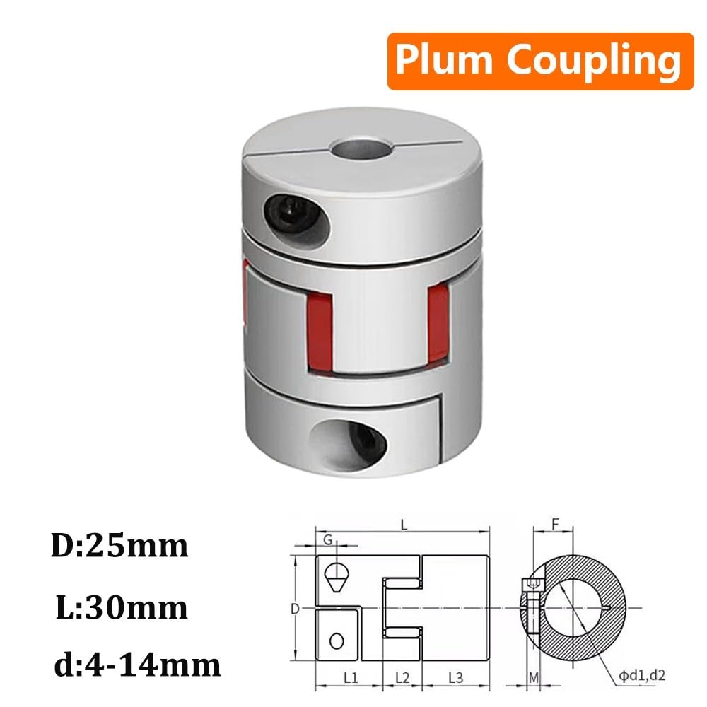 Accouplement Flexible à mâchoires D25 L30 for Arbres de 4 14 mm, Accouplement qualité D25L30 Cheerfully(12x12mm)