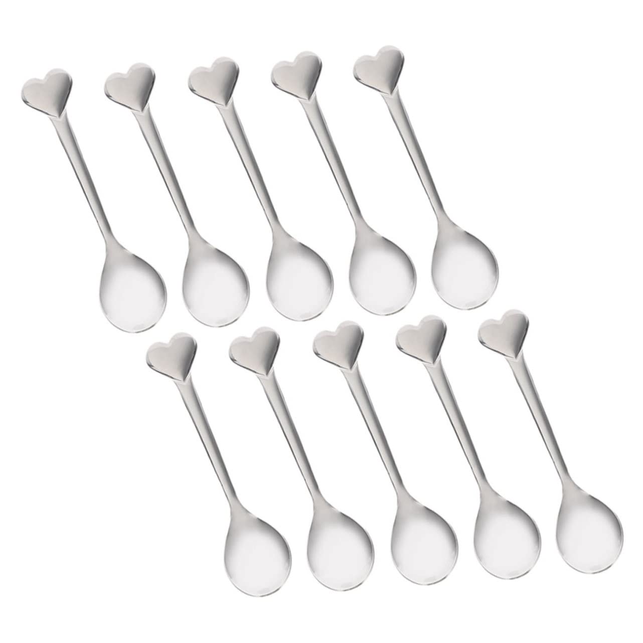 STOBAZA 10Pcs Adorable Heart Stainless Steel Spoons Cute Dessert Spoons for Home Use for Mixing Tea and Sweet Treats Creative Friends and Family