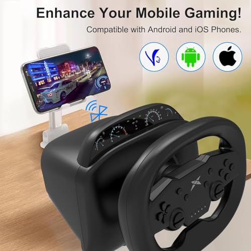 NBCP Wireless Racing Wheel with Pedal – Steering Wheel for Switch, PS4/PS3, PC, iOS, Android – 270° Rotation, Dual Vibration, Bluetooth 5.0, Race Game Controller
