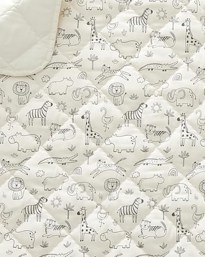 Zoo Animals Toddler Comforter - Down Alternative Toddler Microfiber Comforter - Lightweight & Warm Baby Quilt Blanket - Soft & Breathable - Kids Duvet Insert Crib & Stroller - Machine Washable - 39x47
