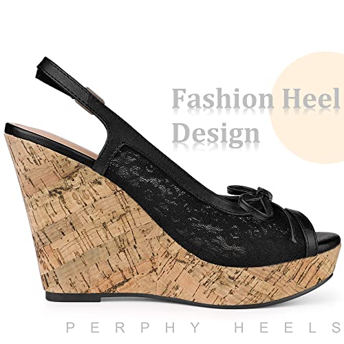Perphy Platform Heels Lace Bow Slingback Wedge Sandals for Women4