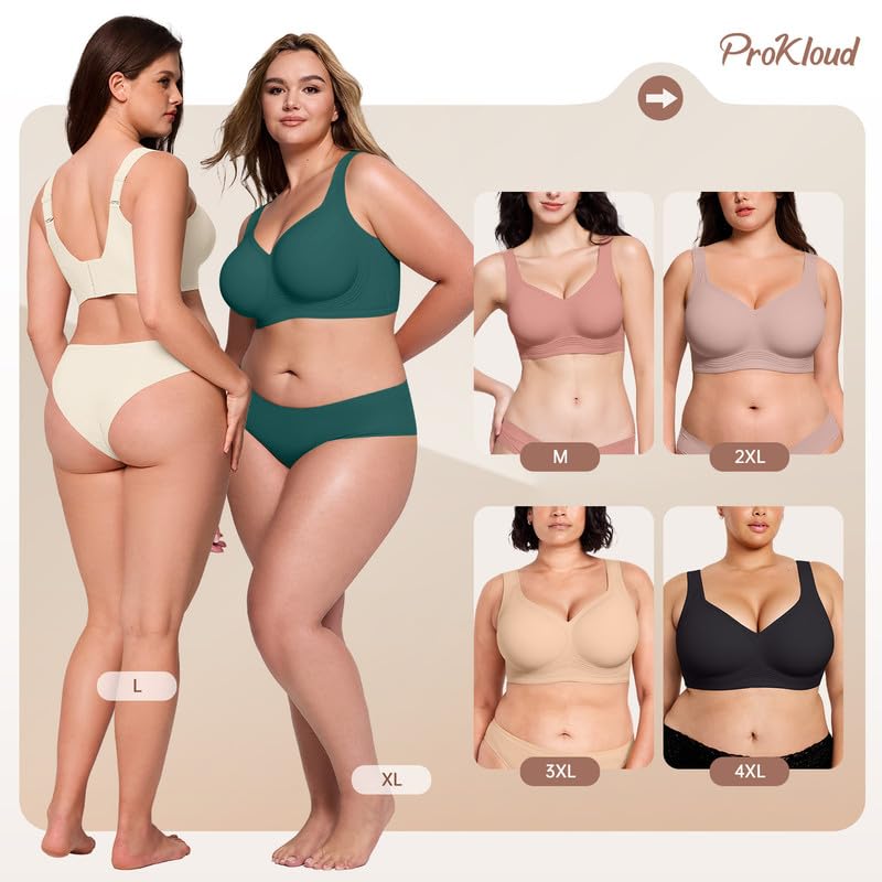 Image of ProKloud Jelly Bras for Women No Underwire Wireless Bra with Support and Lift Full Coverage Plus Size Comfy Seamless Bra