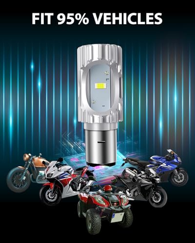 AURORIONCG BA20D Glühbirnen Weiß S2 Motorradscheinwerfer Glühbirnen Hoch Abblendlicht 1200LM 6500K DC 9-80V (2er Pack)