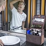 Hanging Toiletry Bag for Men VANCASE Vintage Leather Shaving Dopp Kit Medium Waterproof Travel Bathroom Bags Portable Shower Organizer - Image 2