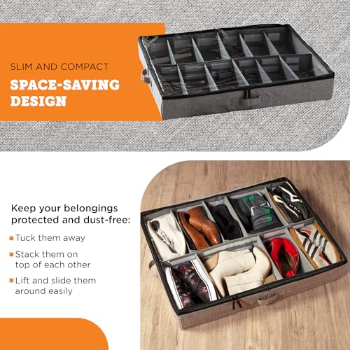storageLAB Slim Under Bed Storage Containers, Closet Organizers and Storage Bins, 2 Pack Underbed Storage for Shoes, Sturdy Handles for use Under The Bed, End of Bed, Bed Accessories, Storage Shoes
