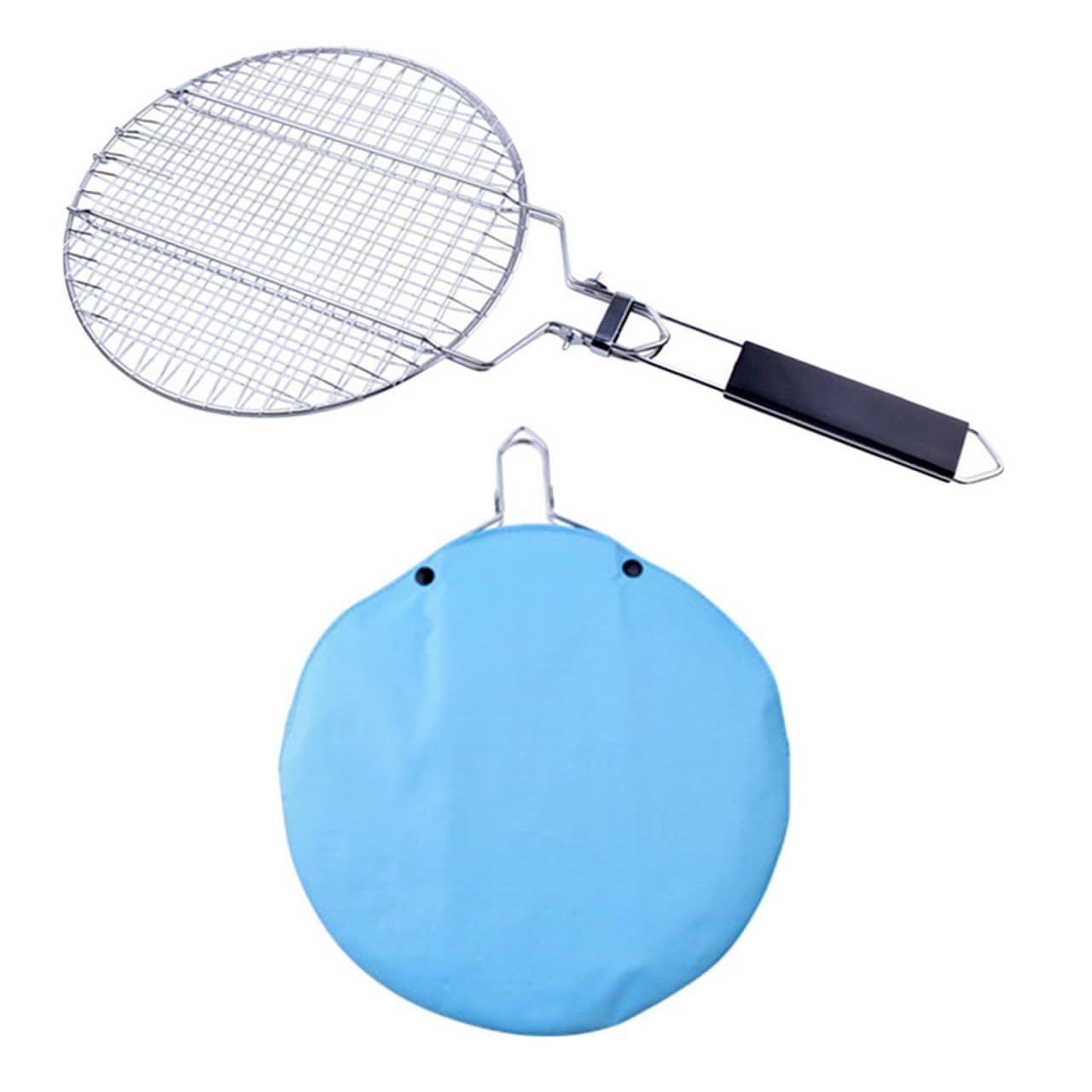 ULTECHNOVO Pinzas para Barbacoa Plata de Acero Inoxidable, Cesta Plegable Desmontable con Bolsa de Almacenamiento para Parrilla al Aire Libre
