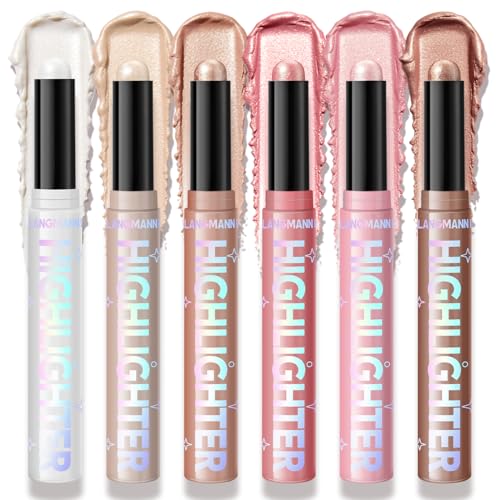 Jolilab 6 Color Highlighter Stick Set - Multi-Tone Luminous Glow for Face, All-Skin-Friendly Creamy Highlighter Kit for Daily, Party & Travel