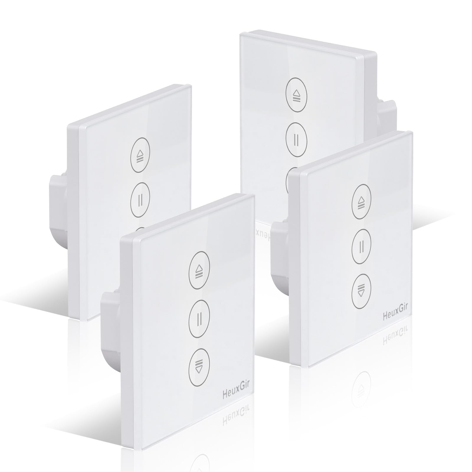Interruptor Persiana Electrica,86 * 86mm Interruptor WIFI Persianas (Necesita Cable Neutro) Control de APP y Voz, Compatible con Alexa y Google Home 4 Pieza