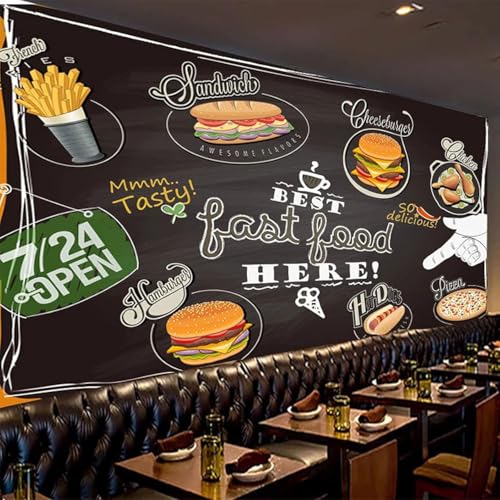 Tzxztt Dessert Shop Chalkboard Colourful Graffiti Modern 3D Wallpaper Embossed Silk Neutral Tones Material Ideal for Living Room Bedroom-250cm×170cm