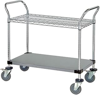 Utility CART 1 Wire 1 Solid Shelf Stainless